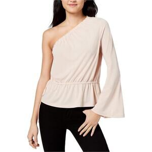 RACHEL Rachel Roy Size XL One Shoulder Peplum Top Blouse Light Pink Bell Sleeves